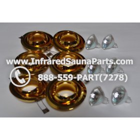 COMPLETE LIGHT ASSEMBLY 110V / 120V - COMPLETE LIGHT ASSEMBLY 6 HOUSING IN GOLD FINISH WITH 6 BULBS 110V / 120V 6