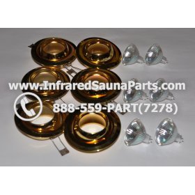 COMPLETE LIGHT ASSEMBLY 220V / 240V - COMPLETE LIGHT ASSEMBLY 6 HOUSING IN GOLD FINISH WITH 6 BULBS 220V / 240V 7