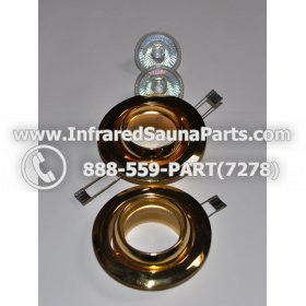 COMPLETE LIGHT ASSEMBLY 110V / 120V - COMPLETE LIGHT ASSEMBLY 2 HOUSING IN GOLD FINISH WITH 2 BULBS 110V / 120V 3